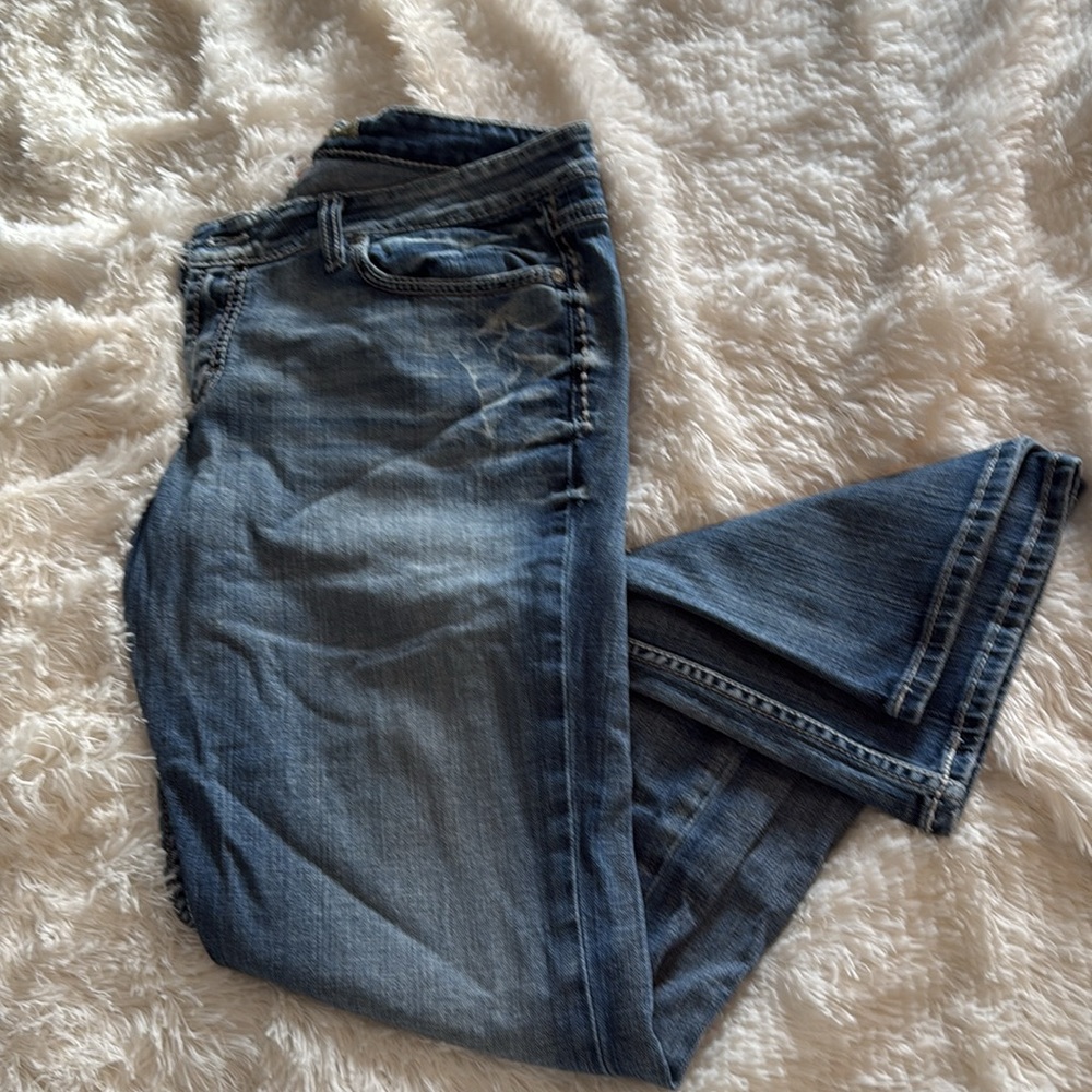 BKE Kate Denim Blue Jeans Cotton & Spandex Stretch Straight Size 33x x 31 1/2